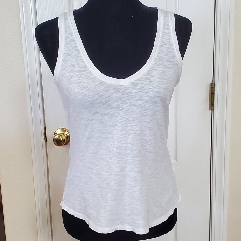 Express One Eleven White V-neck Tank Top,  Sz XXS